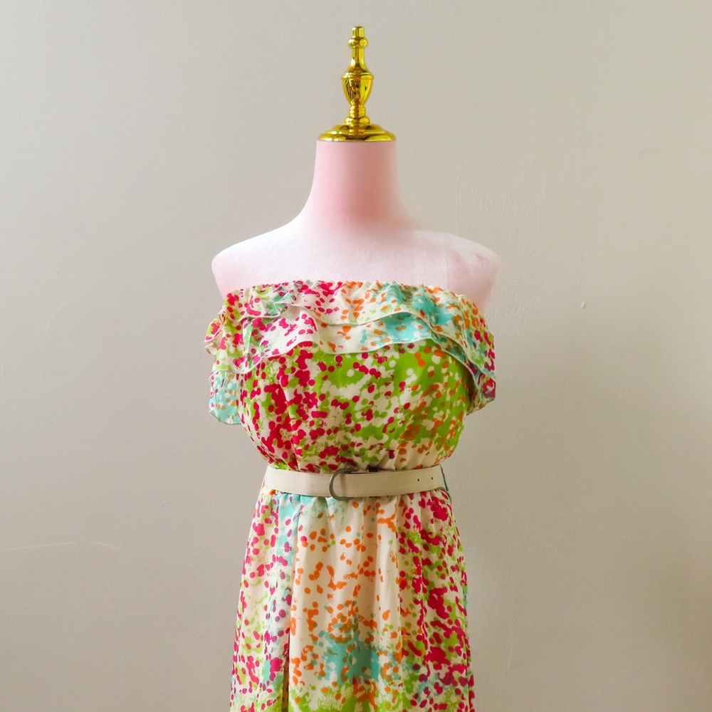 Colorful Strapless Maxi Dress by The Limited